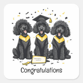 卒業おめでとうございますスタンダードプードル犬 スクエアシール