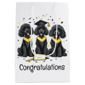 卒業おめでとうございますスタンダードプードル犬 ミディアムペーパーバッグ (裏面)