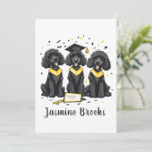 卒業おめでとうございますスタンダードプードル犬 案内状 (スタンド正面)