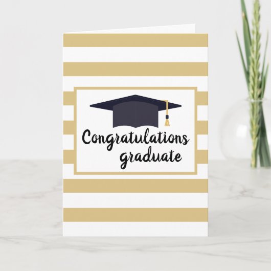 卒業おめでとうございますストライプ帽子 カード (正面)