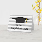 卒業おめでとうございますストライプ カード (黄色い花)