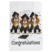 卒業おめでとうございますバセットハウンドッグ ミディアムペーパーバッグ (裏面)