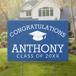 卒業おめでとうございますバーチャル卒業 – 青 アウトドアサイン