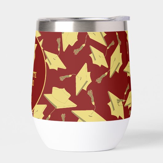 卒業おめでとうございますパーソナライズされたマルーン金ゴールド (左面)