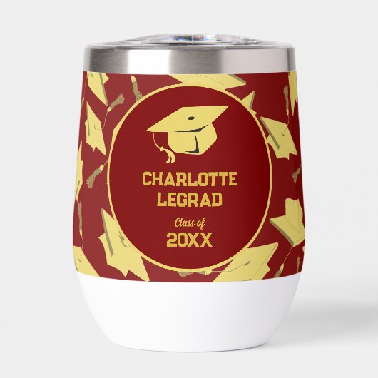 卒業おめでとうございますパーソナライズされたマルーン金ゴールド (正面)