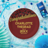 卒業おめでとうございますパーソナライズされたマルーン金ゴールド ペーパープレート (パーティー)