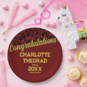 卒業おめでとうございますパーソナライズされたマルーン金ゴールド ペーパープレート (パーティー)