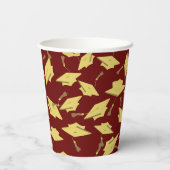 卒業おめでとうございますパーソナライズされたマルーン金ゴールド 紙コップ (裏面)