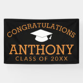 卒業おめでとうございますブラックオレンジ 横断幕 (横)