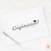 卒業おめでとうございますブラック&金ゴールド 長方形シール (封筒)