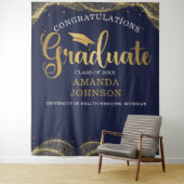 卒業おめでとうございますブルー金ゴールド タペストリー (インサイチュ)