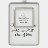 卒業おめでとうございます名前文字年クラス シルバープレートフレームオーナメント (正面)