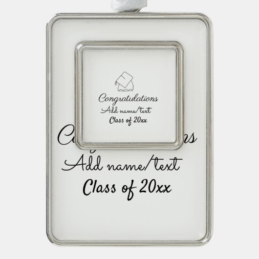 卒業おめでとうございます名前文字年クラス シルバープレートフレームオーナメント (正面)