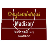 卒業おめでとうございます大学院名ダークレッド ラージペーパーバッグ (正面)