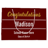 卒業おめでとうございます大学院名ダークレッド ラージペーパーバッグ (裏面)