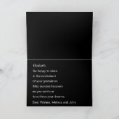 卒業おめでとうございます学名ブラック&ホワイト カード (内部)