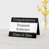 卒業おめでとうございます学名ブラック&ホワイト カード (黄色い花)