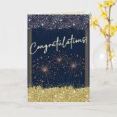 卒業おめでとうございます海軍と黄色の輝き カード (黄色い花)