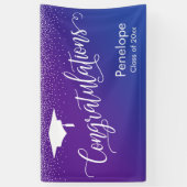 卒業おめでとうございます紫と青グラデーション 横断幕 (縦)