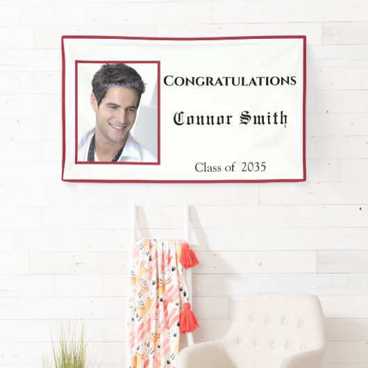 卒業おめでとうございます赤いバナー 横断幕 (インサイチュ)