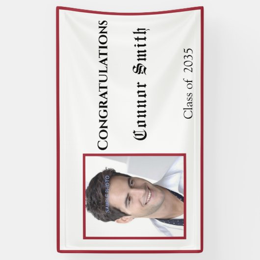 卒業おめでとうございます赤いバナー 横断幕 (縦)