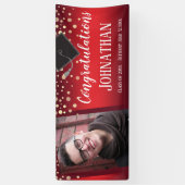 卒業おめでとうございます赤と紙吹雪写真 横断幕 (縦)