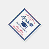 卒業おめでとうございます赤と青モダン白 スタンダードカクテルナプキン (角)