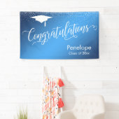 卒業おめでとうございます青いグラデーショングラデーション 横断幕 (インサイチュ)