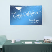 卒業おめでとうございます青いグラデーショングラデーション 横断幕 (トレードショー)