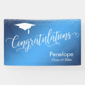 卒業おめでとうございます青いグラデーショングラデーション 横断幕 (横)