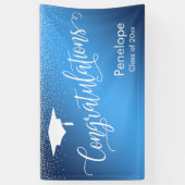 卒業おめでとうございます青いグラデーショングラデーション 横断幕 (縦)