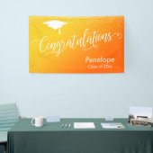 卒業おめでとうございます黄色とオレンジグラデーション 横断幕 (トレードショー)