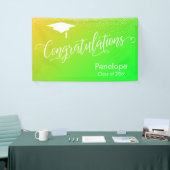 卒業おめでとうございます黄色と緑のグラデーション 横断幕 (トレードショー)