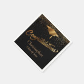卒業おめでとうございます。ブラックの金ゴールドクラス スタンダードカクテルナプキン (角)