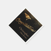 卒業おめでとうございます。ブラックの金ゴールドクラス スタンダードカクテルナプキン (角)