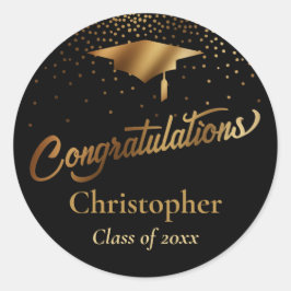 卒業おめでとうございます。ブラックの金ゴールドクラス ラウンドシール