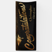 卒業おめでとうございます。ブラックの金ゴールドクラス 横断幕 (縦)