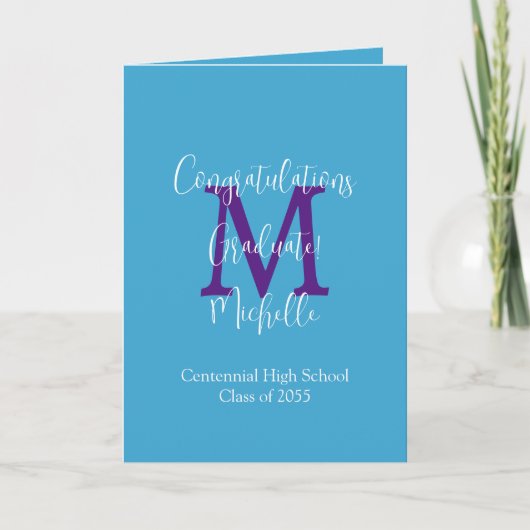 卒業おめでとうございます。モノグラムの挨拶 カード (正面)