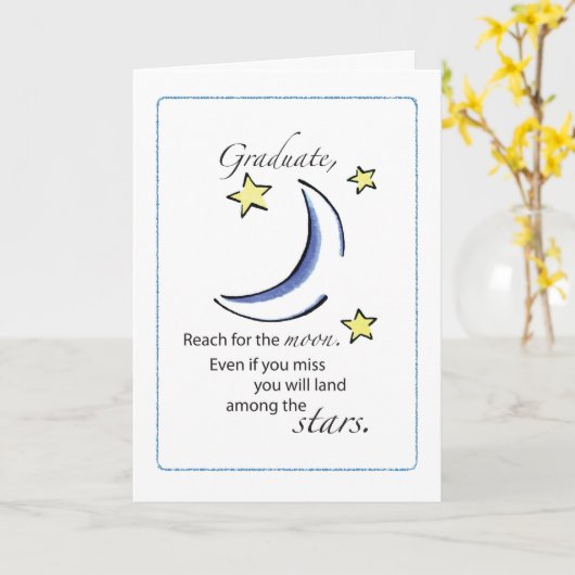 卒業おめでとうございます、卒業生、月と星 カード (黄色い花)