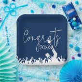 卒業おめでとうとホワイトキャップ ペーパープレート (パーティー)