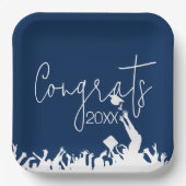 卒業おめでとうとホワイトキャップ ペーパープレート (正面)