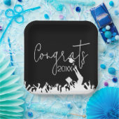 卒業おめでとうとホワイトキャップ ペーパープレート (パーティー)