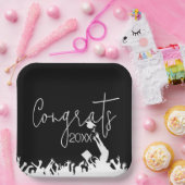 卒業おめでとうとホワイトキャップ ペーパープレート (パーティー)