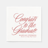 卒業おめでとうのクラシック赤卒業 スタンダードカクテルナプキン (正面)
