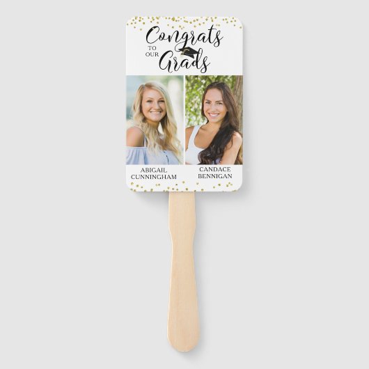 卒業おめでとうのグラデーションへの2枚の写真 ハンドファン (裏面)