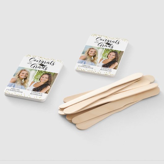 卒業おめでとうのグラデーションへの2枚の写真 ハンドファン (組立なし)