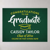 卒業おめでとうエレガントグリーン&金ゴールド卒業 ポスター (正面)