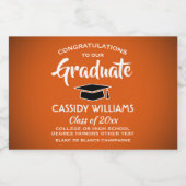 卒業おめでとうオレンジホワイトブラックミニスプリット スパークリングワインラベル (シングルラベル)