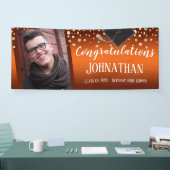 卒業おめでとうオレンジ紙吹雪写真 横断幕 (トレードショー)