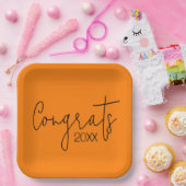 卒業おめでとうオンオレンジ ペーパープレート (パーティー)